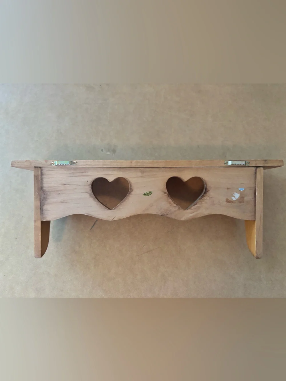 Vintage Wooden Heart Accent Wall Shelf - Brown